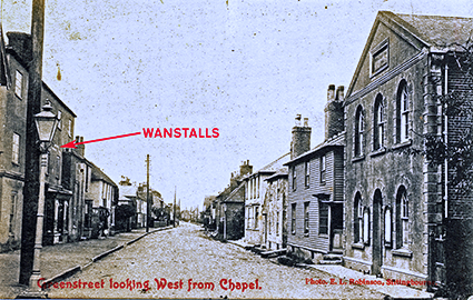 Postcard showing street view of Wanstalls